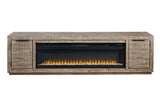 Krystanza Weathered Gray TV Stand with Electric Fireplace by Ashley at Eve Furniture