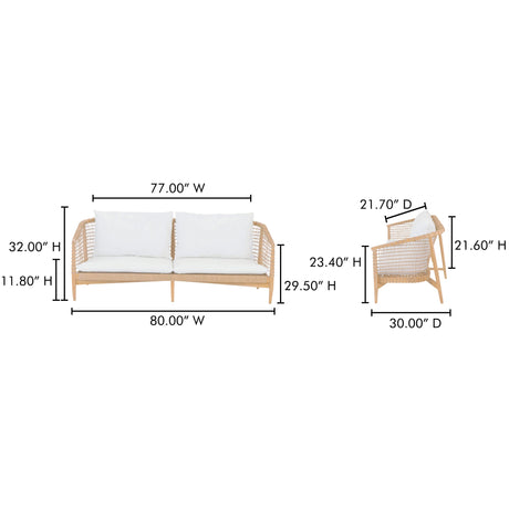Kuna White Outdoor Sofa by MOES at Eve Furniture