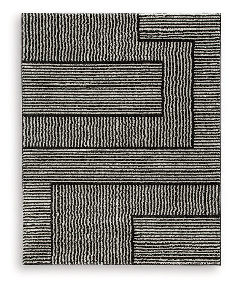 Kurtmen Black/Ivory Large Rug by Ashley at Eve Furniture