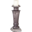 Kusma Small Gray Gloss Ceramic Table Candle Holder by Mercana at Eve Furniture