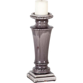 Kusma Small Gray Gloss Ceramic Table Candle Holder by Mercana at Eve Furniture