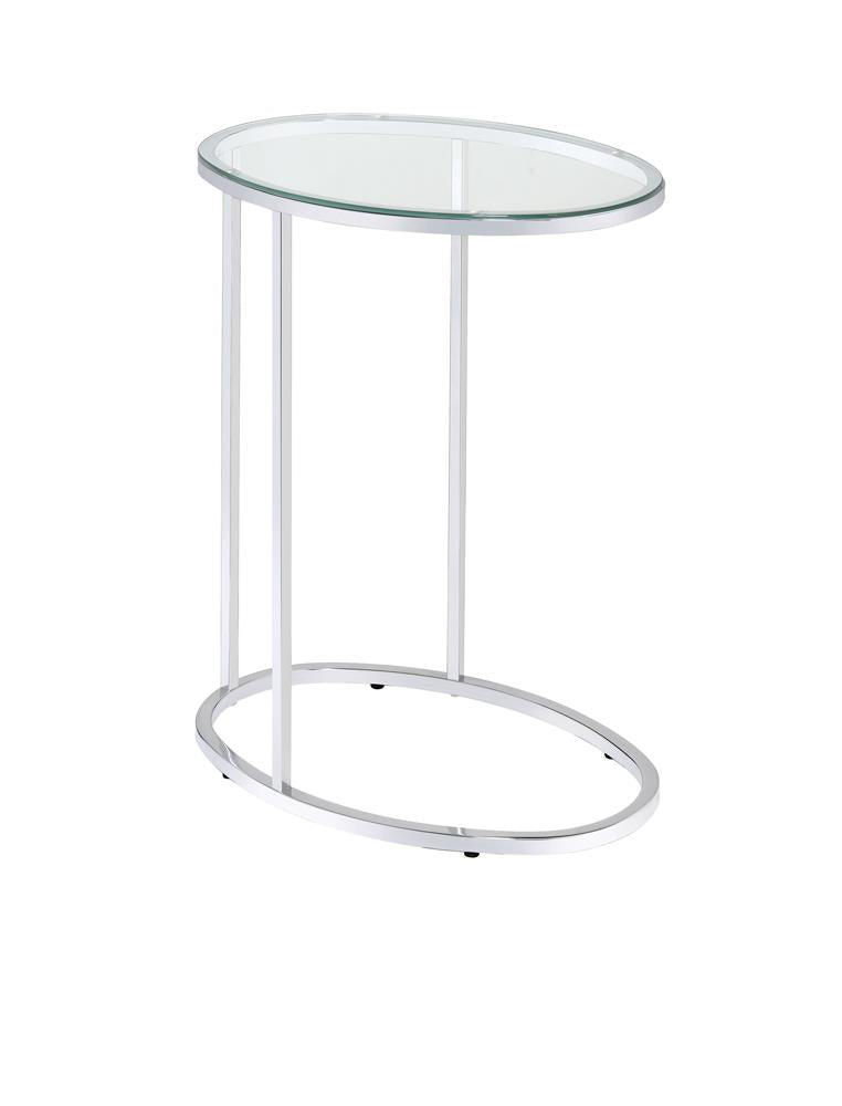 Kyle Oval Snack Table Chrome/Clear