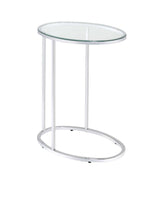 Kyle Oval Snack Table Chrome/Clear