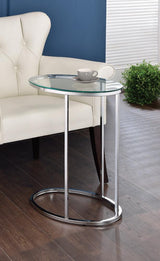 Kyle Oval Snack Table Chrome/Clear