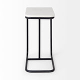 Kyra 12.0L x 20.0W x 23.0H White Marble Top W/Black Iron Frame C-Shaped End and Side Table by Mercana at Eve Furniture