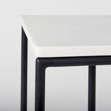 Kyra 12.0L x 20.0W x 23.0H White Marble Top W/Black Iron Frame C-Shaped End and Side Table by Mercana at Eve Furniture