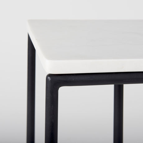 Kyra White Marble Top W/Black Iron Frame C-Shaped End and Side Table by Mercana at Eve Furniture