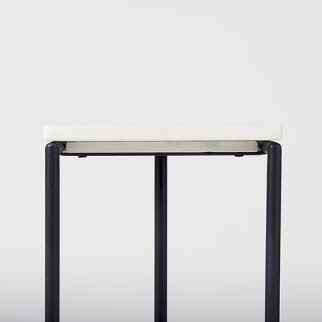 Kyra White Marble Top W/Black Iron Frame C-Shaped End and Side Table by Mercana at Eve Furniture