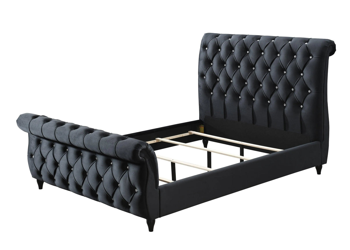 Kyrie Black King Upholstered Bed by Crown Mark at Eve Furniture