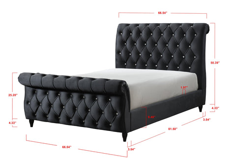 Kyrie Black King Upholstered Bed by Crown Mark at Eve Furniture