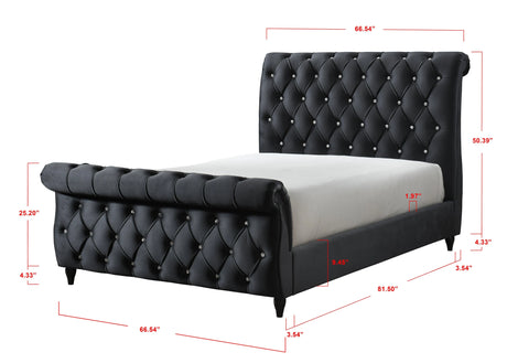 Kyrie Black King Upholstered Bed by Crown Mark at Eve Furniture