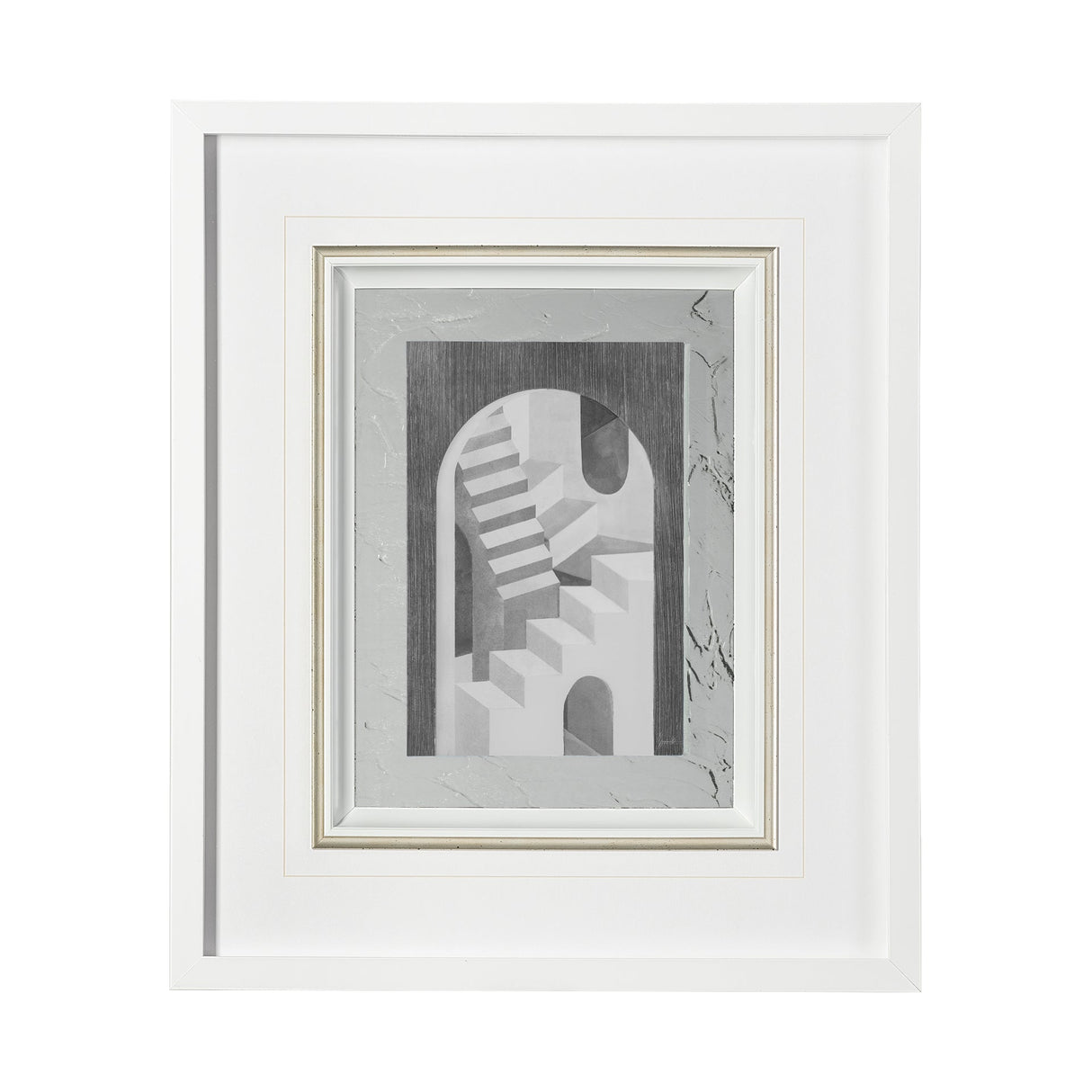 Labyrinth I Gray by Mercana Studio a Hand Embellished Textured Framed Art Print Matted under Glass by Mercana at Eve Furniture