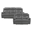 Laconia Dark Gray 2-Piece Double Reclining Set by Homelegance at Eve Furniture