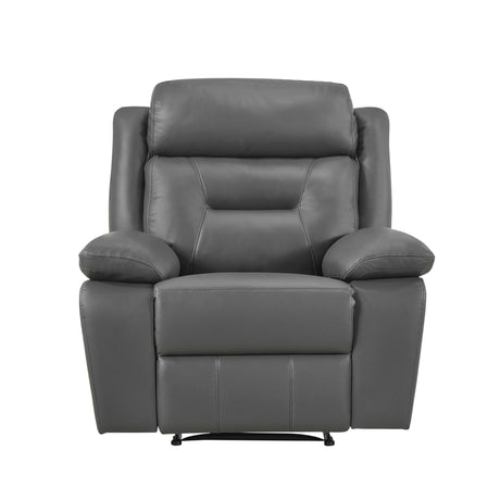 Laconia Dark Gray Leather Double Reclining Living Room Set by Homelegance at Eve Furniture