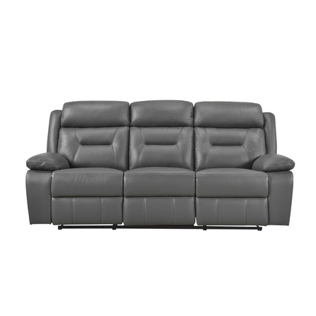 Laconia Dark Gray Leather Double Reclining Living Room Set by Homelegance at Eve Furniture