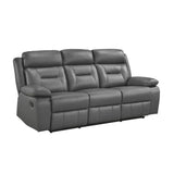 Laconia Dark Gray Leather Double Reclining Living Room Set by Homelegance at Eve Furniture