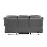 Laconia Dark Gray Leather Double Reclining Living Room Set by Homelegance at Eve Furniture