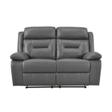 Laconia Dark Gray Leather Double Reclining Living Room Set by Homelegance at Eve Furniture
