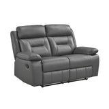 Laconia Dark Gray Leather Double Reclining Living Room Set by Homelegance at Eve Furniture
