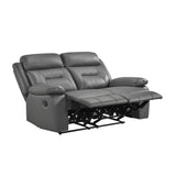 Laconia Dark Gray Leather Double Reclining Living Room Set by Homelegance at Eve Furniture