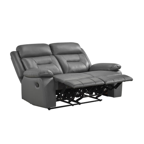 Laconia Dark Gray Leather Double Reclining Living Room Set by Homelegance at Eve Furniture