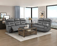 Laconia Dark Gray Leather Double Reclining Living Room Set by Homelegance at Eve Furniture