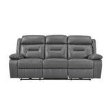 Laconia Dark Gray Leather Power Double Reclining Living Room Set by Homelegance at Eve Furniture