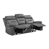 Laconia Dark Gray Leather Power Double Reclining Living Room Set by Homelegance at Eve Furniture