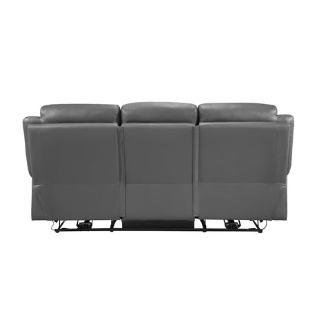 Laconia Dark Gray Leather Power Double Reclining Living Room Set by Homelegance at Eve Furniture
