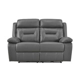 Laconia Dark Gray Leather Power Double Reclining Living Room Set by Homelegance at Eve Furniture