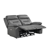 Laconia Dark Gray Leather Power Double Reclining Living Room Set by Homelegance at Eve Furniture