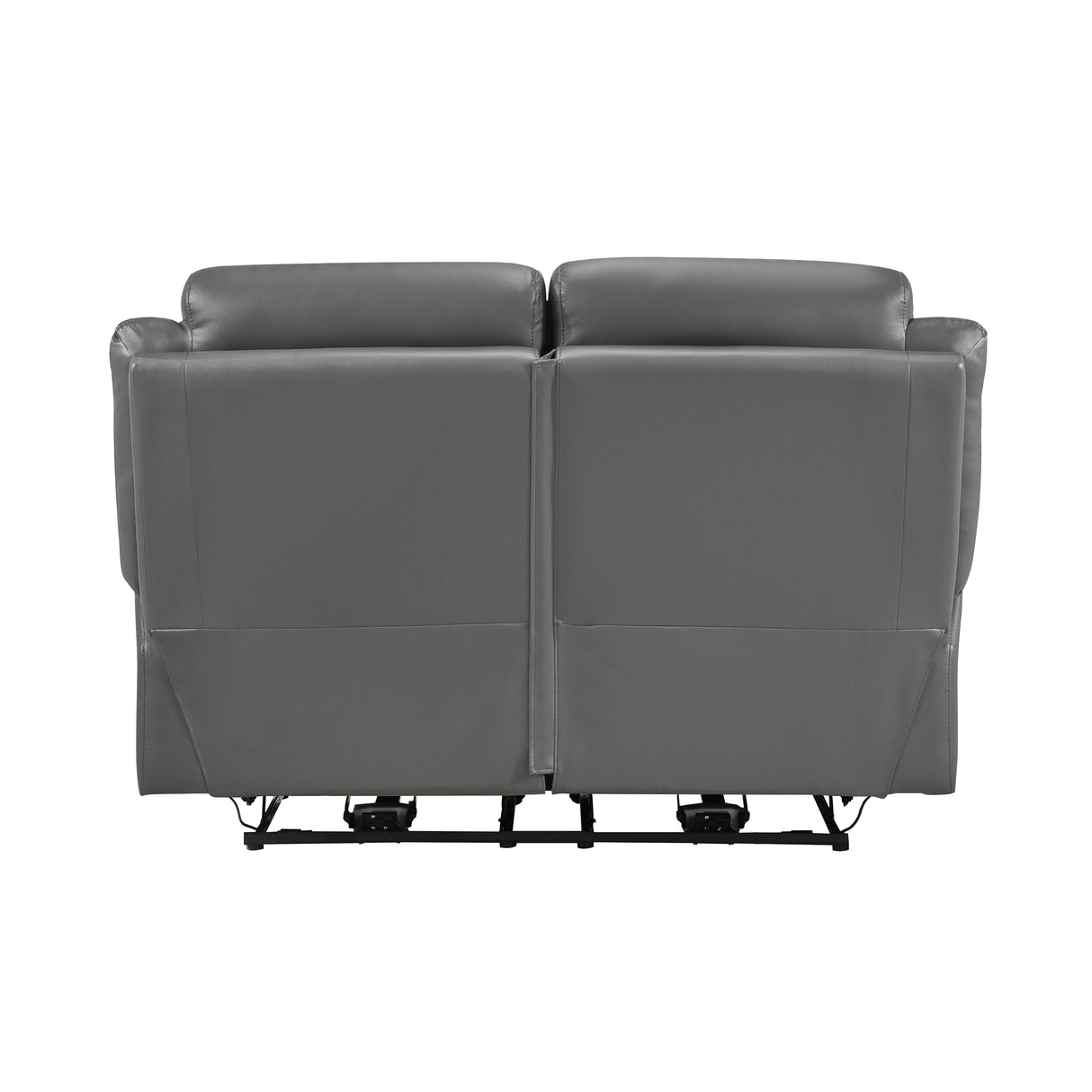 Laconia Dark Gray Leather Power Double Reclining Loveseat by Homelegance at Eve Furniture