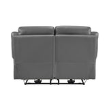 Laconia Dark Gray Leather Power Double Reclining Loveseat by Homelegance at Eve Furniture