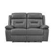 Laconia Dark Gray Leather Power Double Reclining Loveseat by Homelegance at Eve Furniture