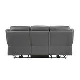 Laconia Dark Gray Leather Power Double Reclining Sofa by Homelegance at Eve Furniture
