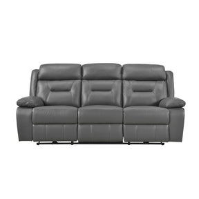Laconia Dark Gray Leather Power Double Reclining Sofa by Homelegance at Eve Furniture