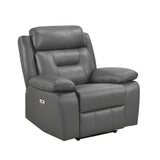 Laconia Dark Gray Leather Power Reclining Chair by Homelegance at Eve Furniture
