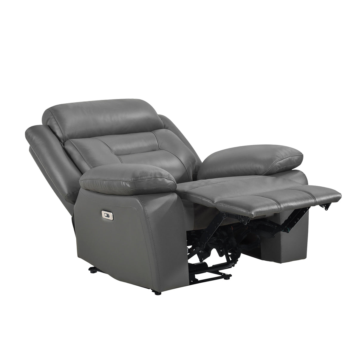 Laconia Dark Gray Leather Power Reclining Chair by Homelegance at Eve Furniture