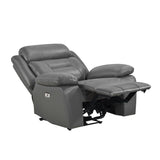 Laconia Dark Gray Leather Power Reclining Chair by Homelegance at Eve Furniture
