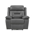 Laconia Dark Gray Leather Power Reclining Chair by Homelegance at Eve Furniture