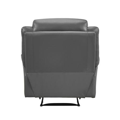 Laconia Dark Gray Leather Reclining Chair by Homelegance at Eve Furniture
