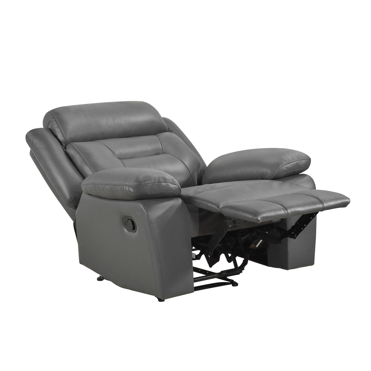 Laconia Dark Gray Leather Reclining Chair by Homelegance at Eve Furniture