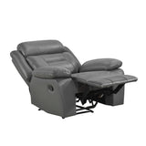 Laconia Dark Gray Leather Reclining Chair by Homelegance at Eve Furniture