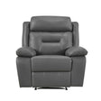Laconia Dark Gray Leather Reclining Chair by Homelegance at Eve Furniture