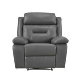 Laconia Dark Gray Leather Reclining Chair by Homelegance at Eve Furniture