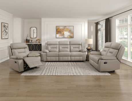 Laconia Latte Leather Double Reclining Living Room Set by Homelegance at Eve Furniture