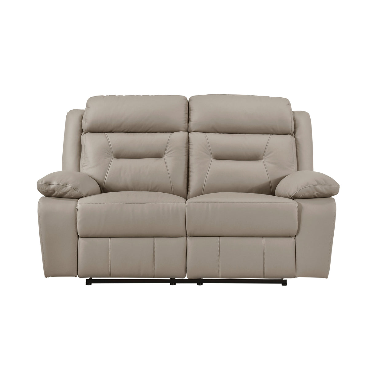 Laconia Latte Leather Double Reclining Loveseat by Homelegance at Eve Furniture