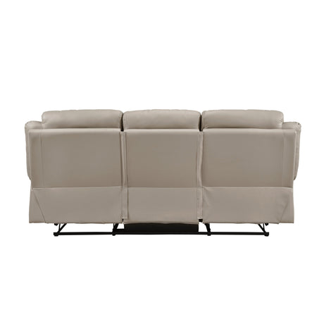 Laconia Latte Leather Double Reclining Sofa by Homelegance at Eve Furniture