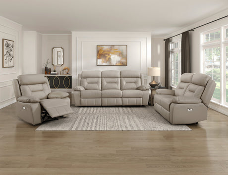 Laconia Latte Leather Power Double Reclining Living Room Set by Homelegance at Eve Furniture