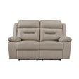 Laconia Latte Leather Power Double Reclining Loveseat by Homelegance at Eve Furniture